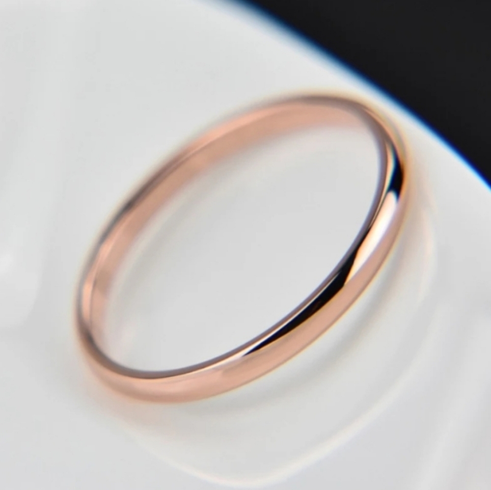 Titanium Steel 2mm Thin Simple Band Rose Gold
